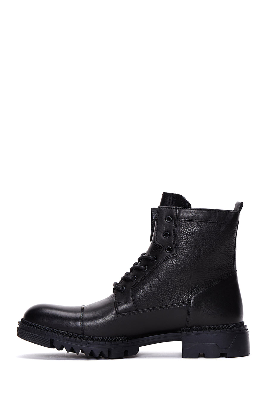 Men's Black Leather Boots Flat Boots