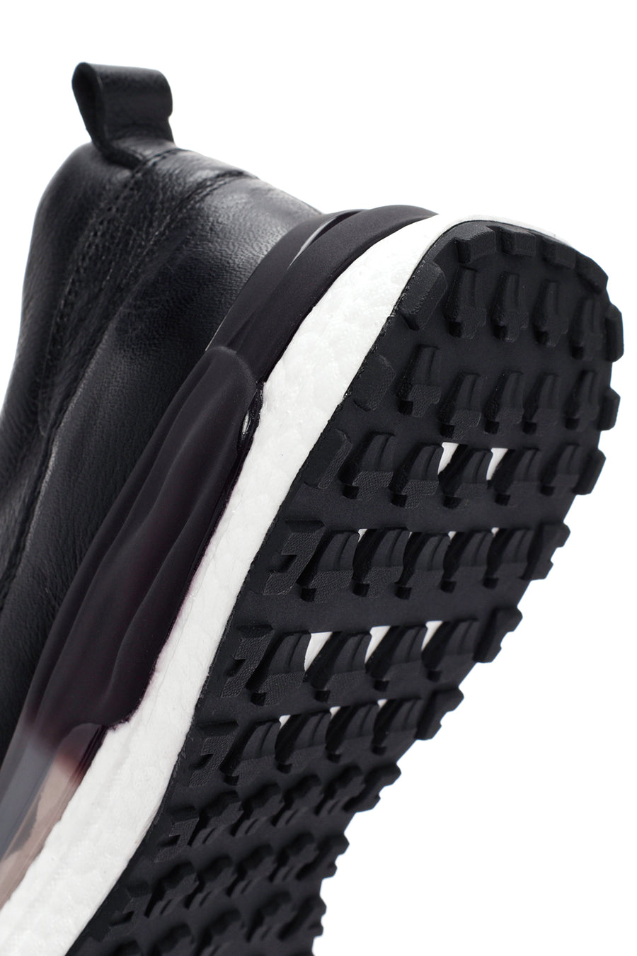 Men's Black Lace-up Thick-Sole Leather Casual Sneaker