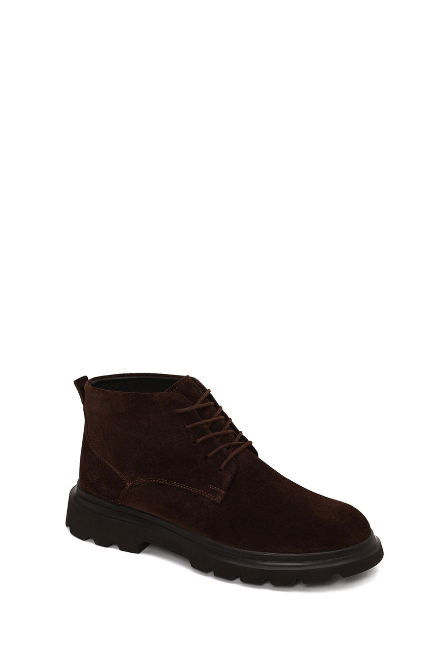 Male Brown Lace-up Thick-Soled Suede Casual Boots