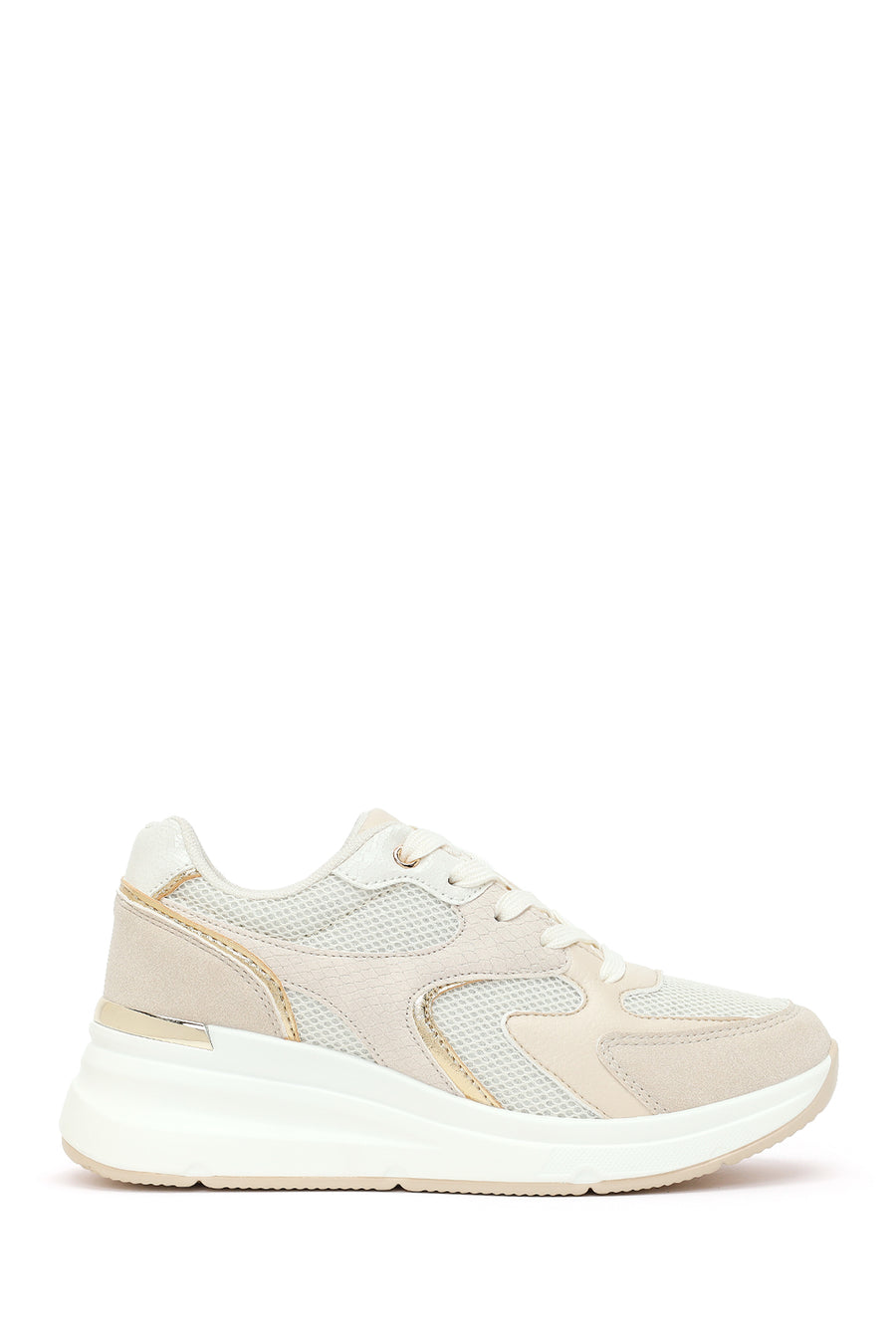 Kadın Bej Bağcıklı Dolgu Topuklu Sneaker AF57500255 | Derimod