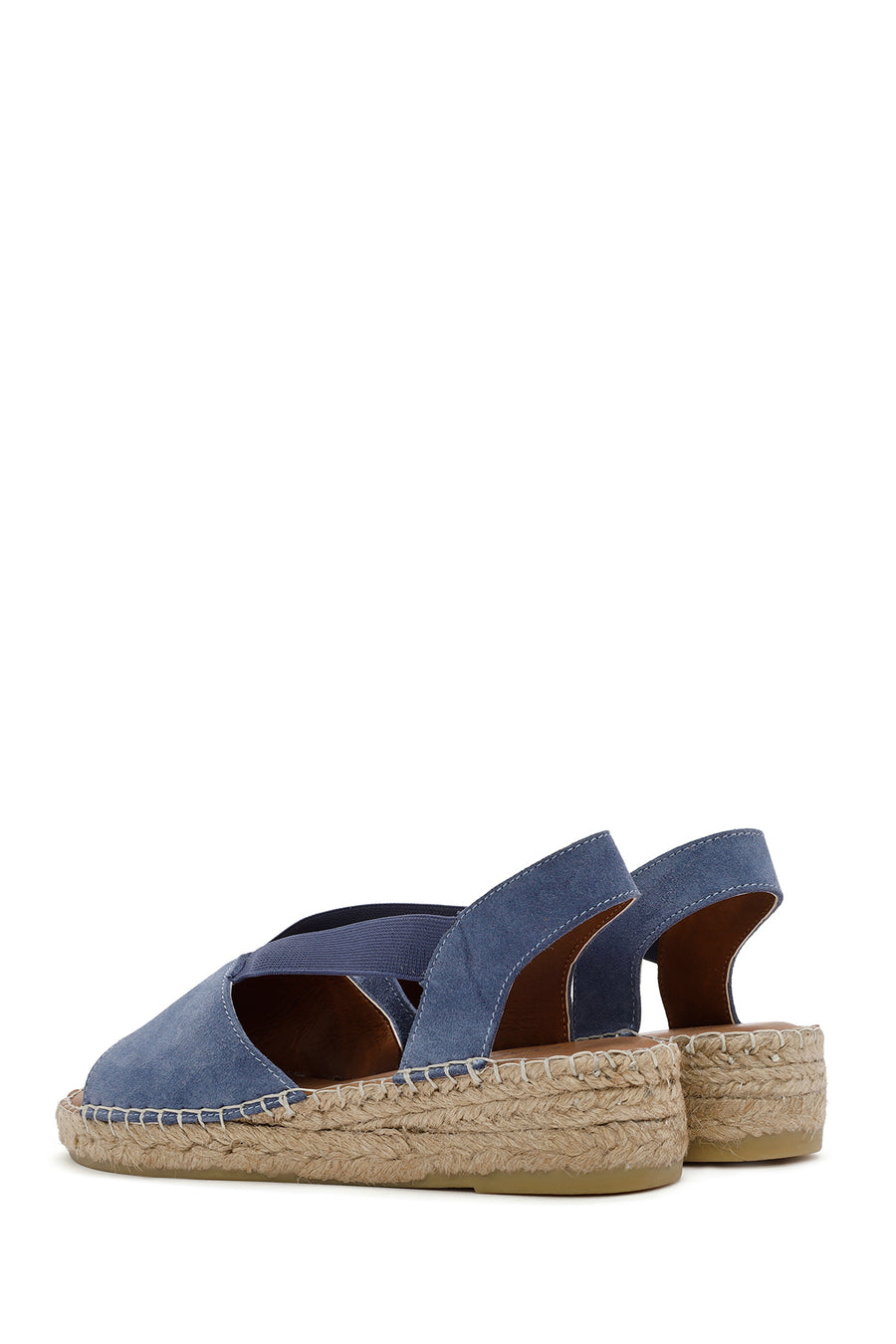 Women's Navy Blue Suede Leather Espadrille Sandals