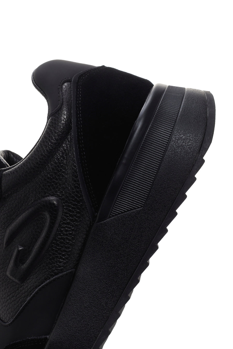 Alberto Guardiani Men's Black Winner Thick Soled Leather Sneaker