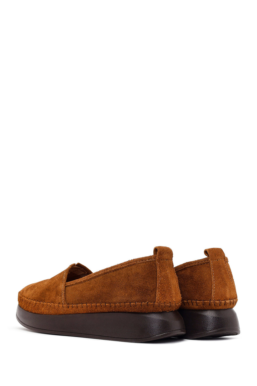 Woman Tan Thick-Soled Suede Comfort Loafer