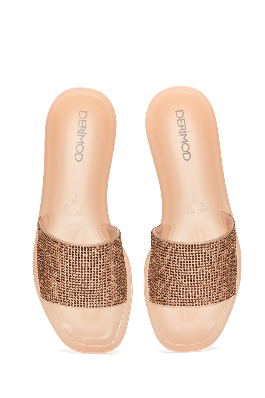 Women's Pink Transparent Stone Slippers