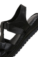 Women's Black Leather Comfort Sandals | Derimod