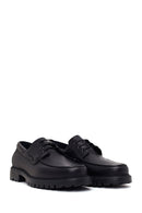 Male Black Lace-Up Thick-Soled Leather Casual Shoes | Derimod