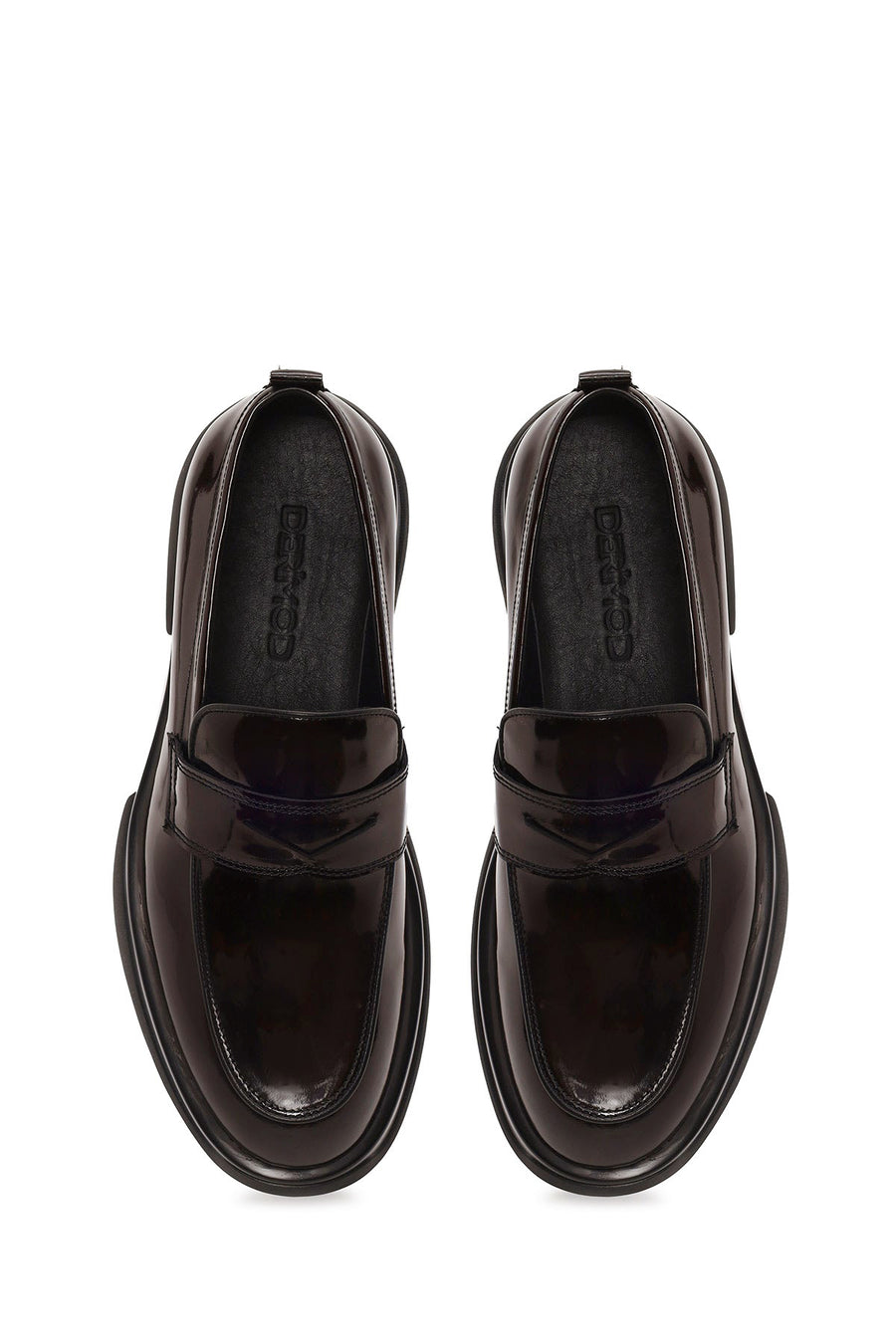 Erkek Bordo Kalın Tabanlı Deri Loafer