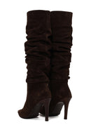 Woman Brown Thin-Heeled Suede Boots | Derimod