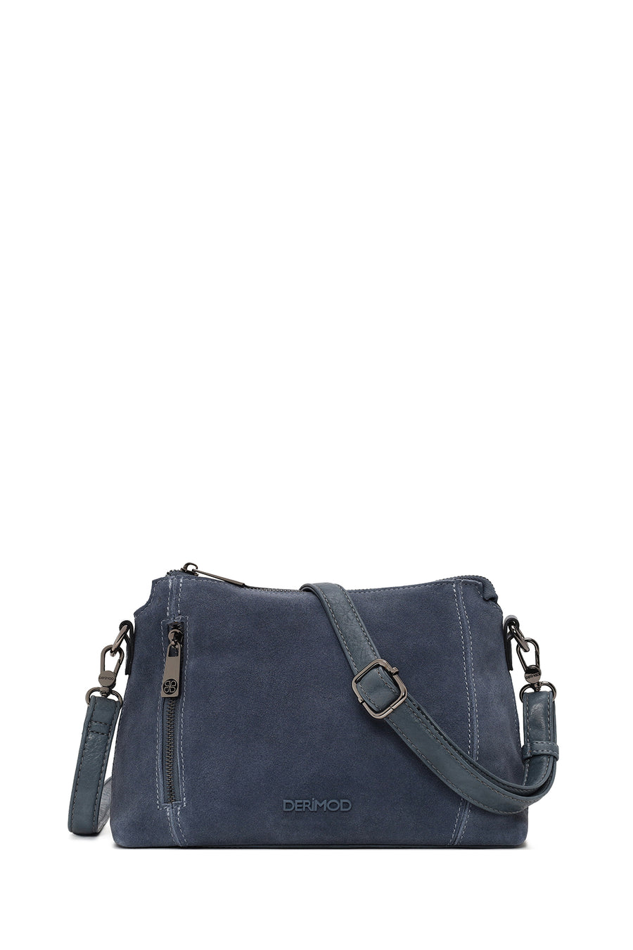 Woman Blue Long-Strap Suede Crossbody Bag AB100001KS | Derimod