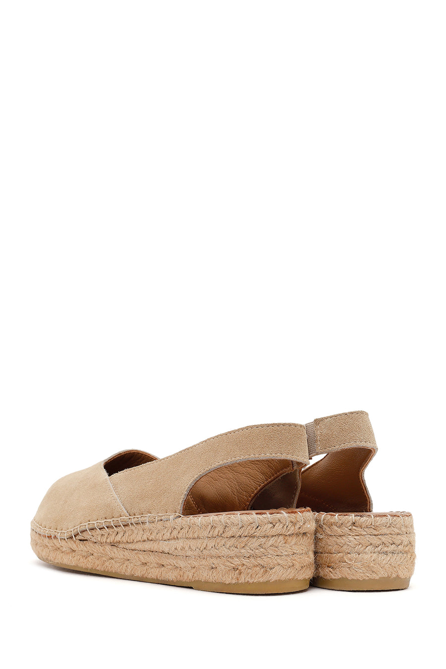 Women's Beige Suede Leather Espadrille Sandals
