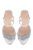Women's Silver Stone Thin Heel Sandals | Derimod