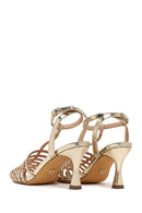 Woman Gold Ankle Buckle Open-Back Stiletto High Heel | Derimod