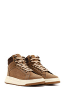 Men's Beige Lace-Up Thick-Soled Nubuck Leather Sports Boots | Derimod