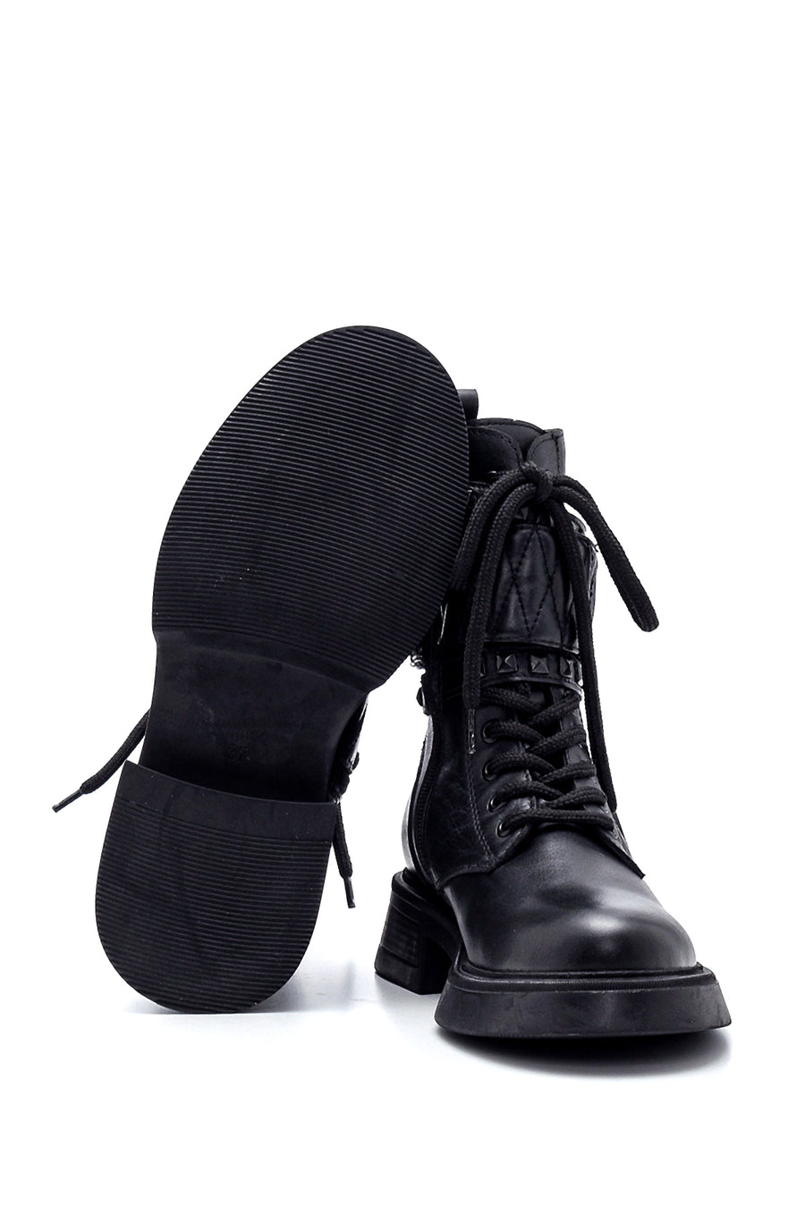 Women's Leather Stone Detailed Boots