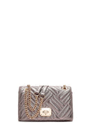 Women's Bronze Long Chain Strap Quilted Shoulder Bag | Derimod