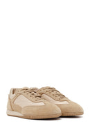 Woman Beige Lace-up Suede Leather Sneaker | Derimod