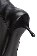 Woman Black Zip Closure Stiletto Heel Leather Boots | Derimod