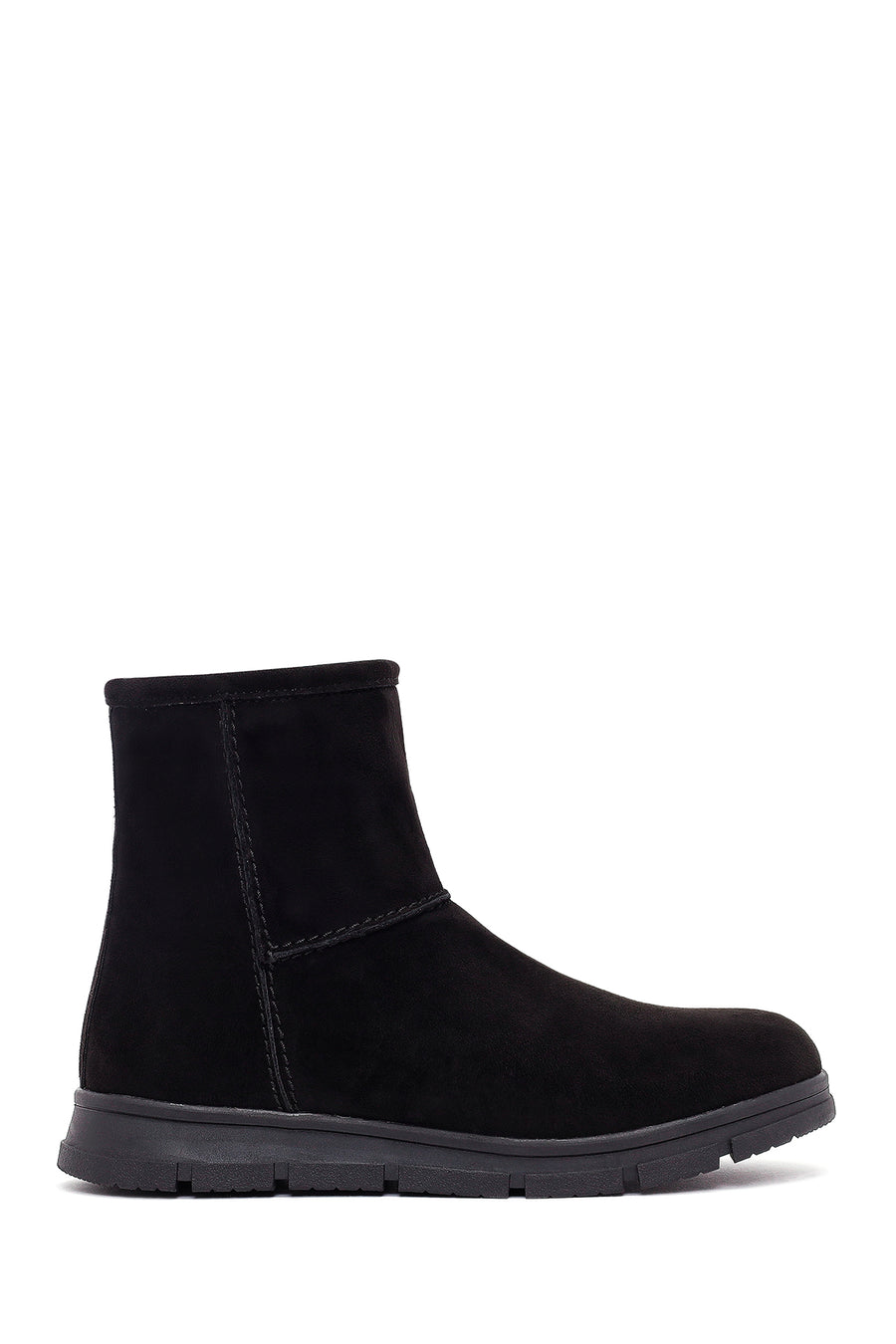 Women's Black Zippered Suede Teddy Boot 25WFE250910 | Derimod