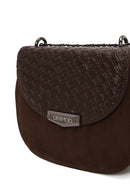 Woman Brown Chain Long-Strap Braided Crossbody Bag | Derimod