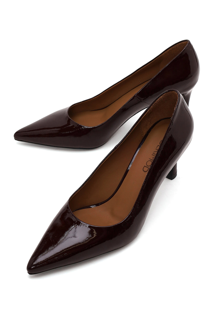 Woman Burgundy Thin-Heeled Patent Leather Leather Stiletto