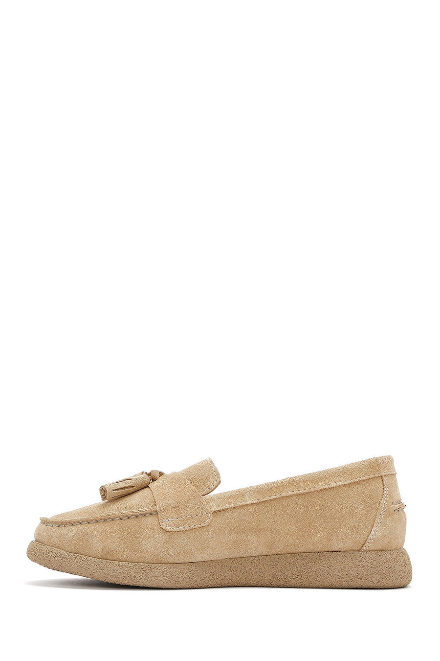 Kadın Bej Süet Deri Comfort Loafer