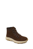 Male Brown Zip Closure Thick-Soled Nubuck Leather Boots | Derimod