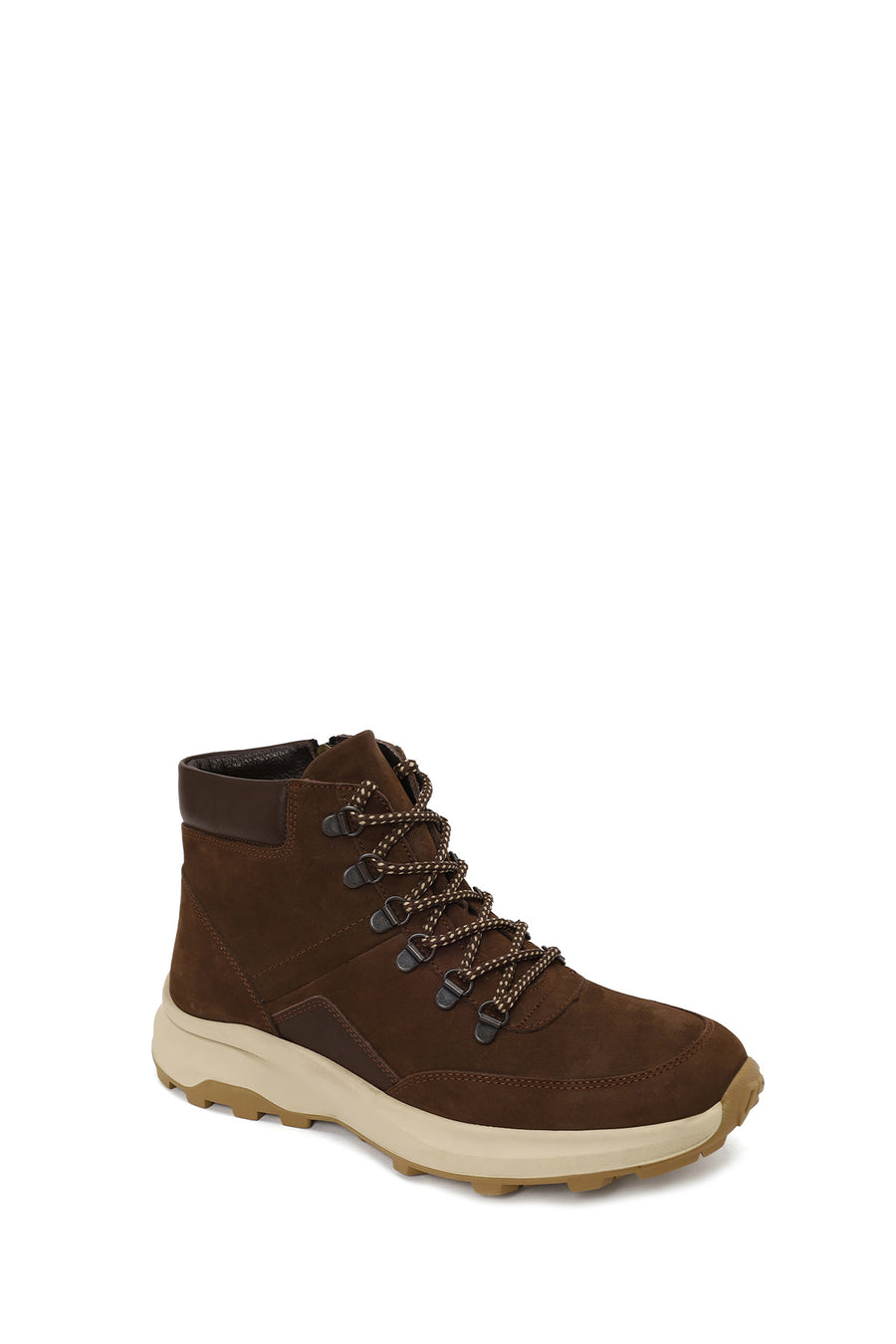 Male Brown Zip Closure Thick-Soled Nubuck Leather Boots