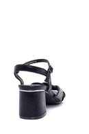 Women's Black Stone Thick Heeled Sandals | Derimod