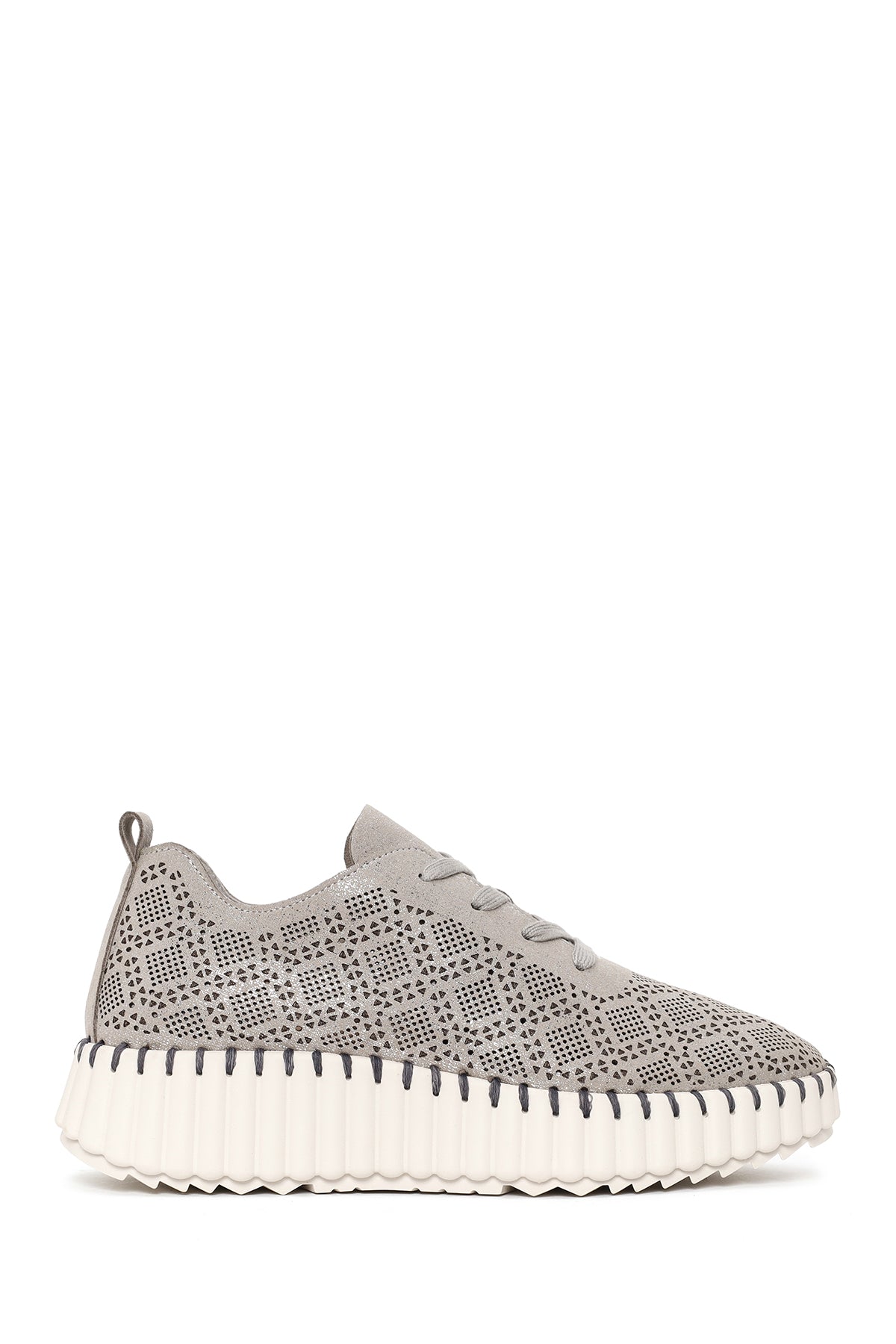Woman Gray Lace-Up Thick-Soled Patterned Sneaker 26PFE4012SM | Derimod