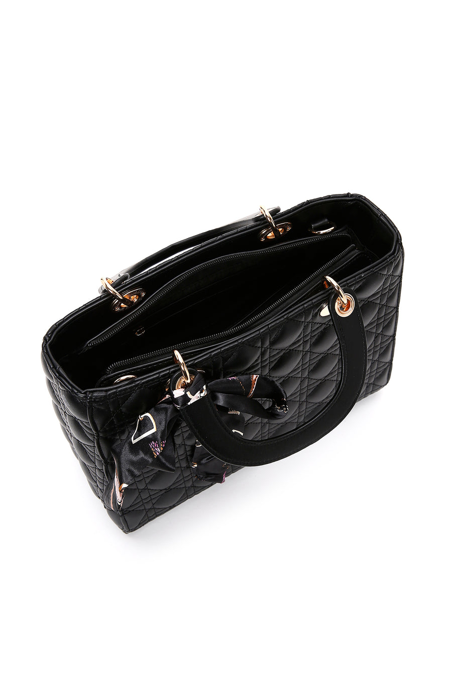 Women's Black Long Strap Quilted Handbag