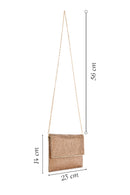 Women's Gold Long Chain Strap Stone Evening Clutch Bag | Derimod
