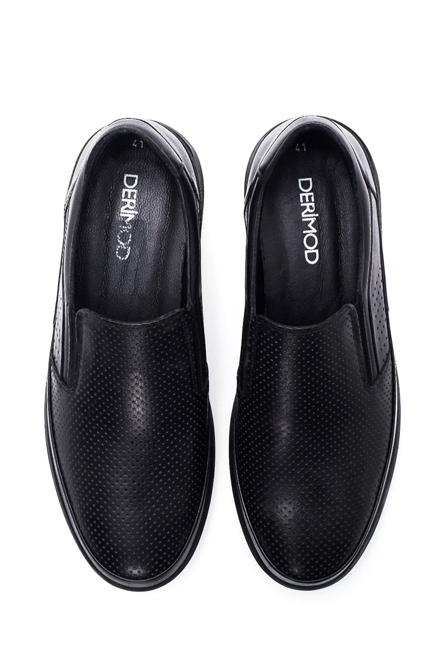 Men's Black Leather Perforated Sports Loafer