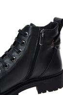 Woman Black Zip Closure Leather Boots | Derimod