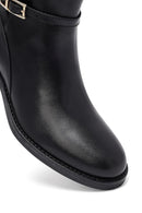 Woman Black Zip Closure Leather Boots | Derimod