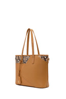 Woman Beige Long-Strap Printed Classic Shoulder Bag | Derimod