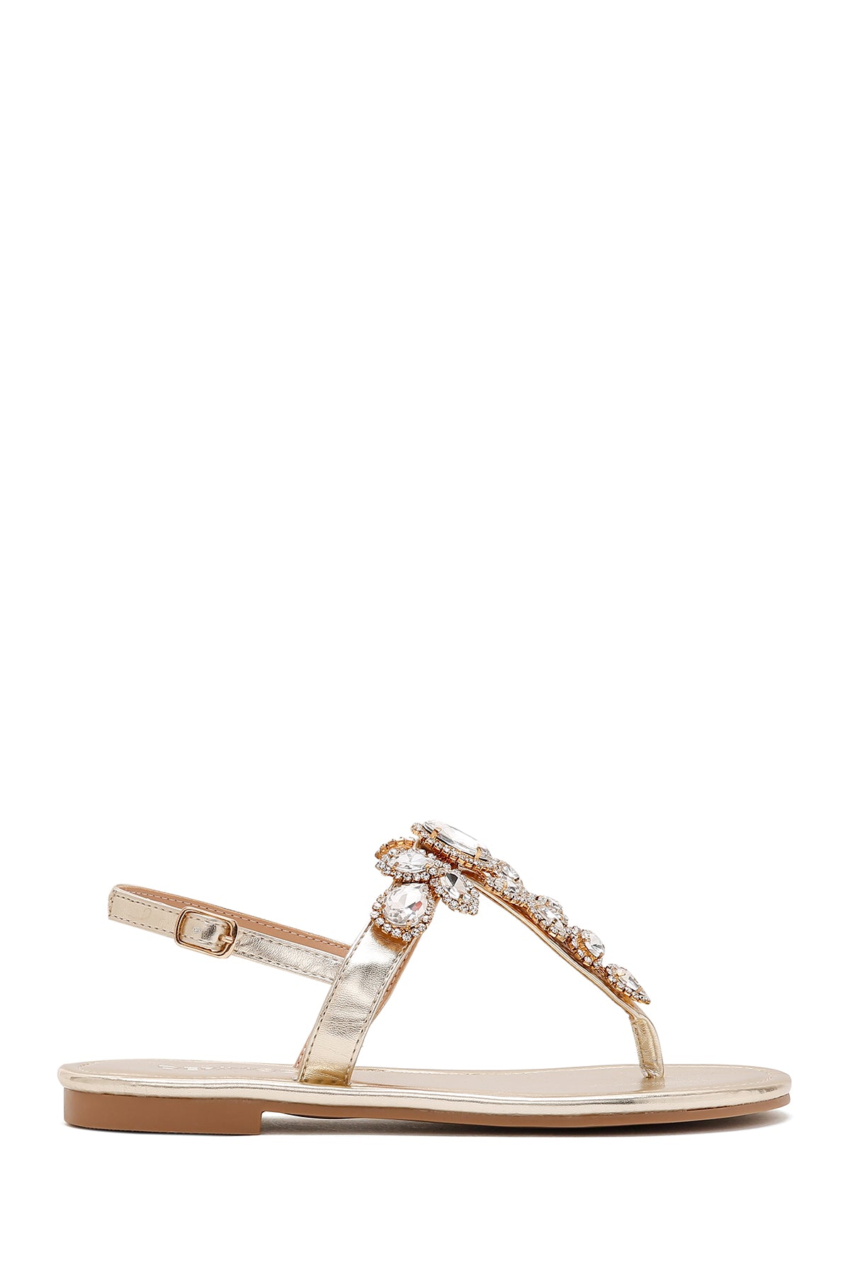 Women's Gold Stone Flip-Flop Sandals 23SFE4501TS | Derimod