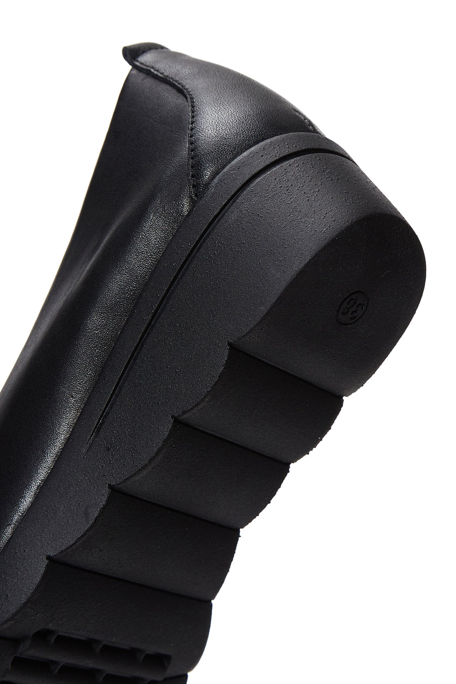 Women's Black Wedge Heel Leather Loafer