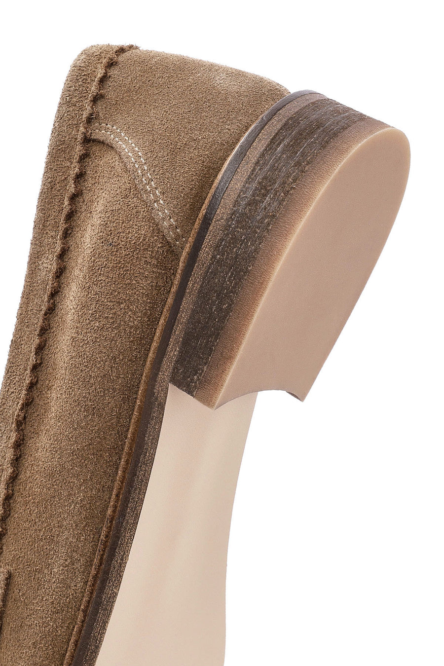 Women's Tan Buckle Detailed Suede Leather Masculine Loafer