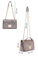 Women's Bronze Long Chain Strap Quilted Shoulder Bag | Derimod