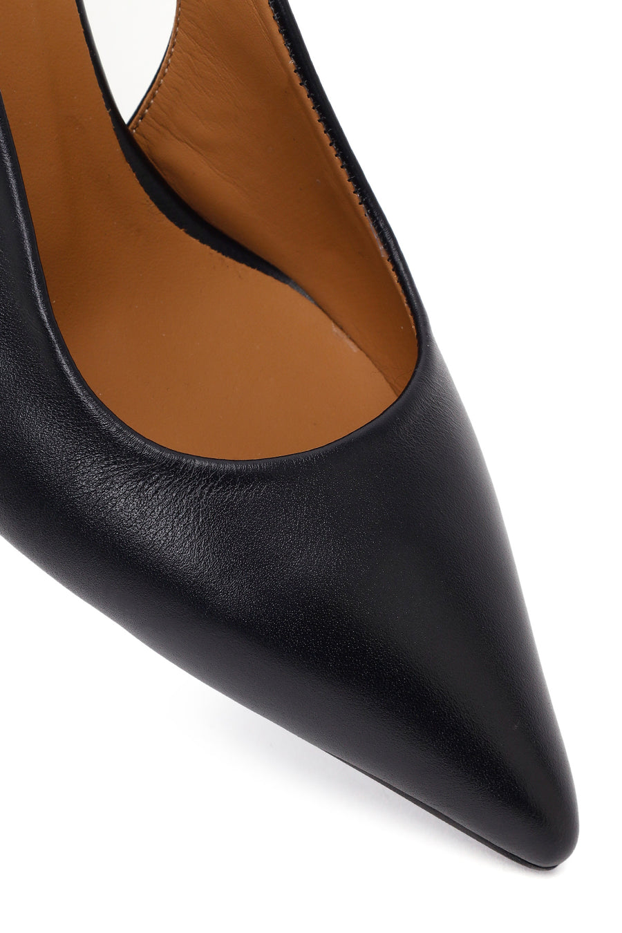 Woman Black Open-Back Heeled Leather Shoes