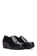 Kadın Siyah Deri Dolgu Topuklu Loafer | Derimod