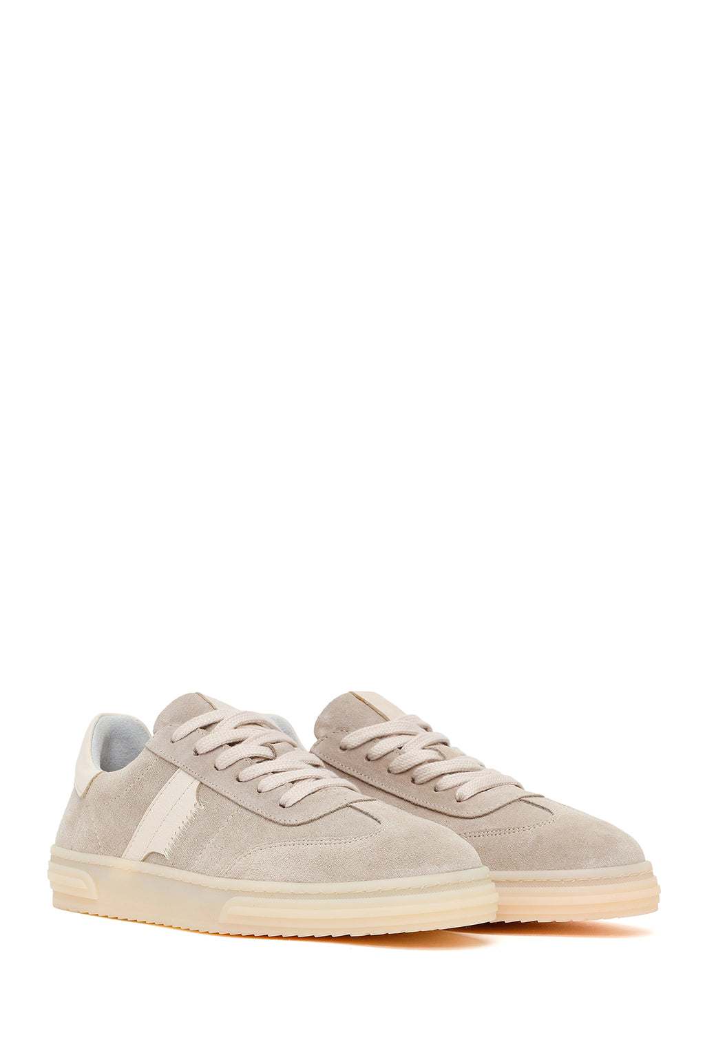 Kadın Bej Bağcıklı Süet Deri Sneaker