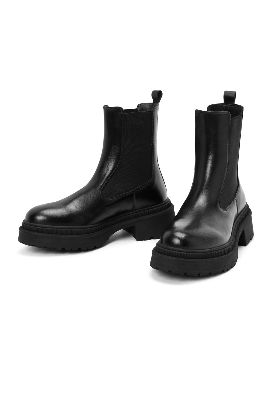 Women's Black Leather Chelsea Boots
