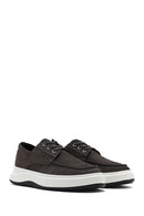 Men's Gray Lace-Up Nubuck Leather Casual Shoes | Derimod