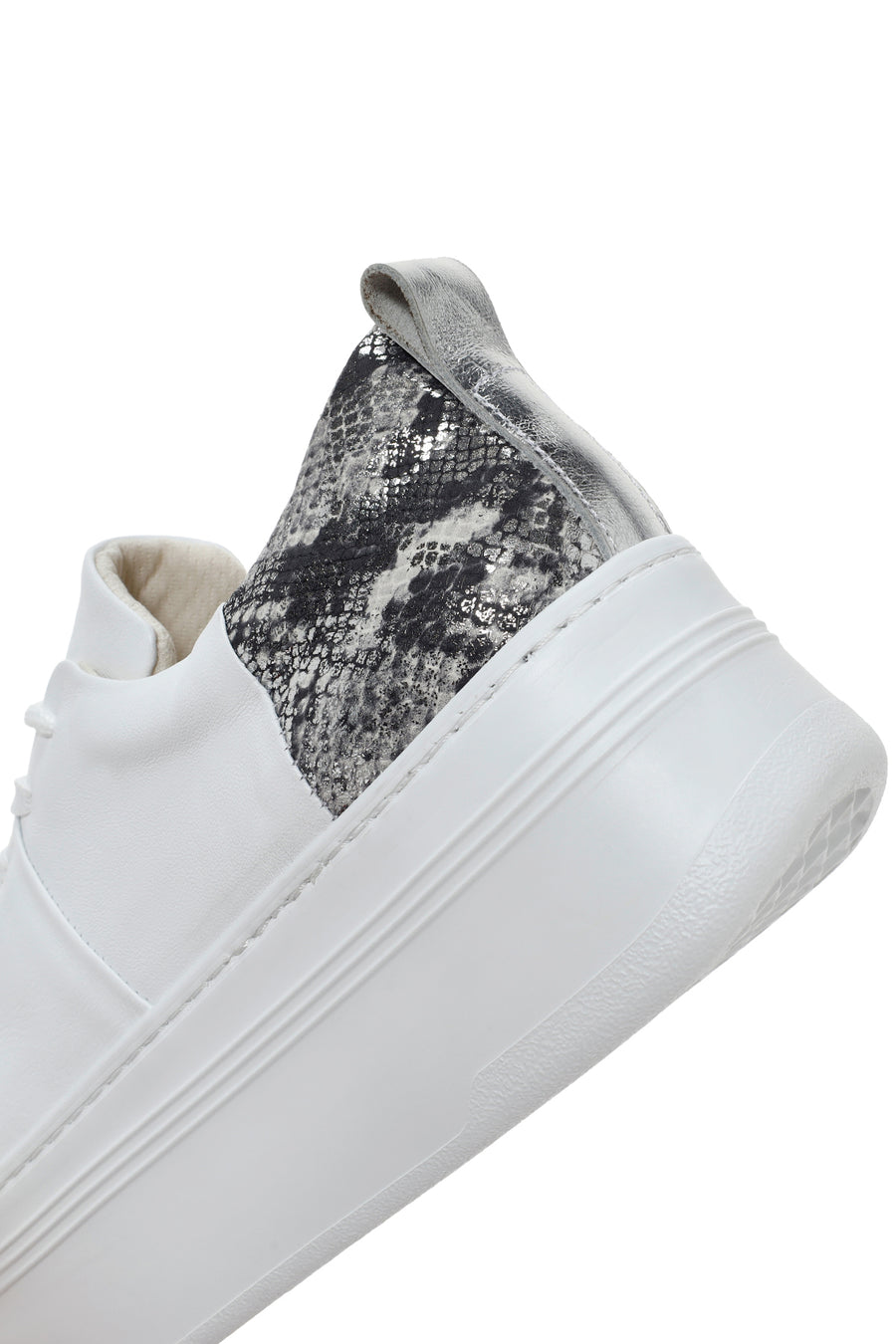 Women's White Thick Sole Lace Up Leather Sneaker