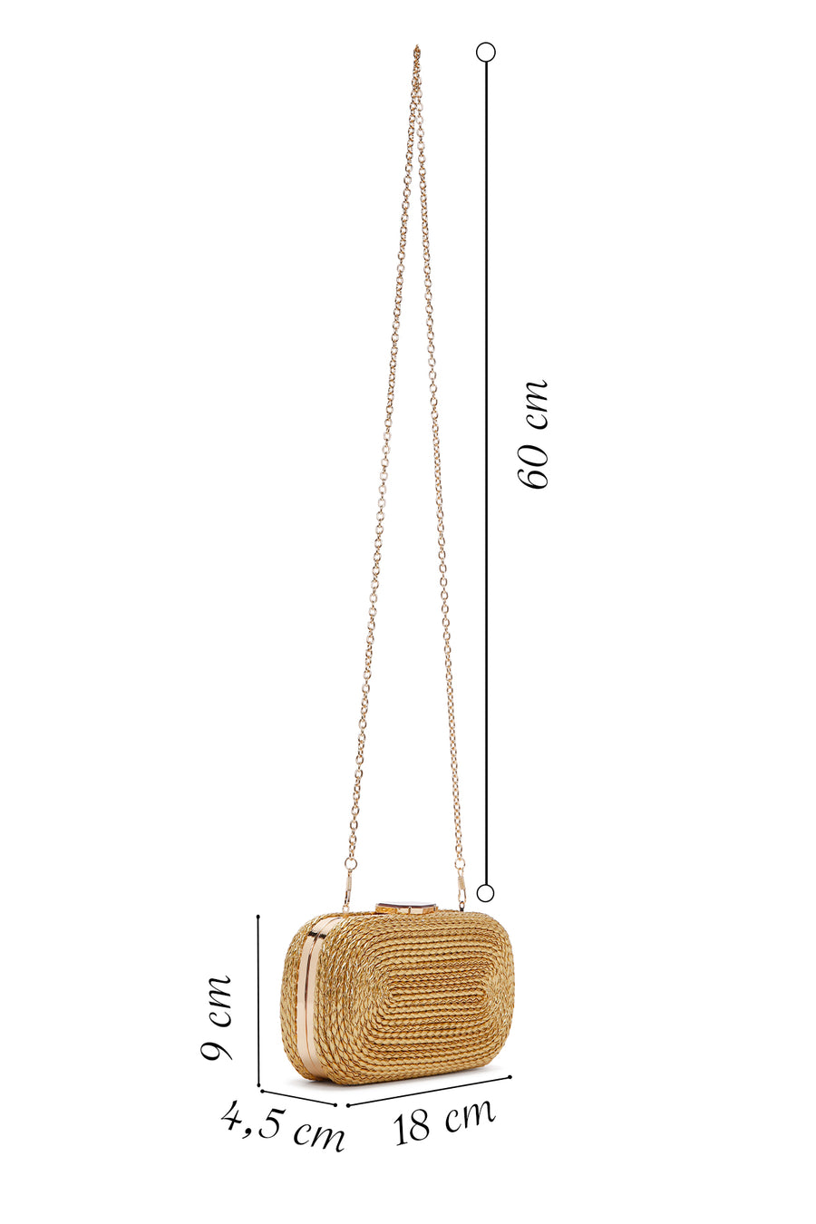 Women's Gold Long Chain Strap Knitted Evening Bag