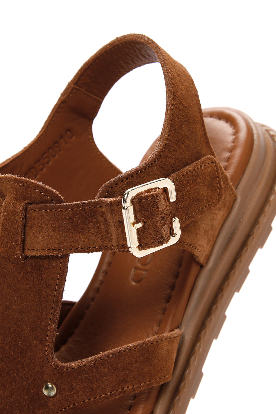 Women's Tan Ankle Strap Suede Leather Sandals