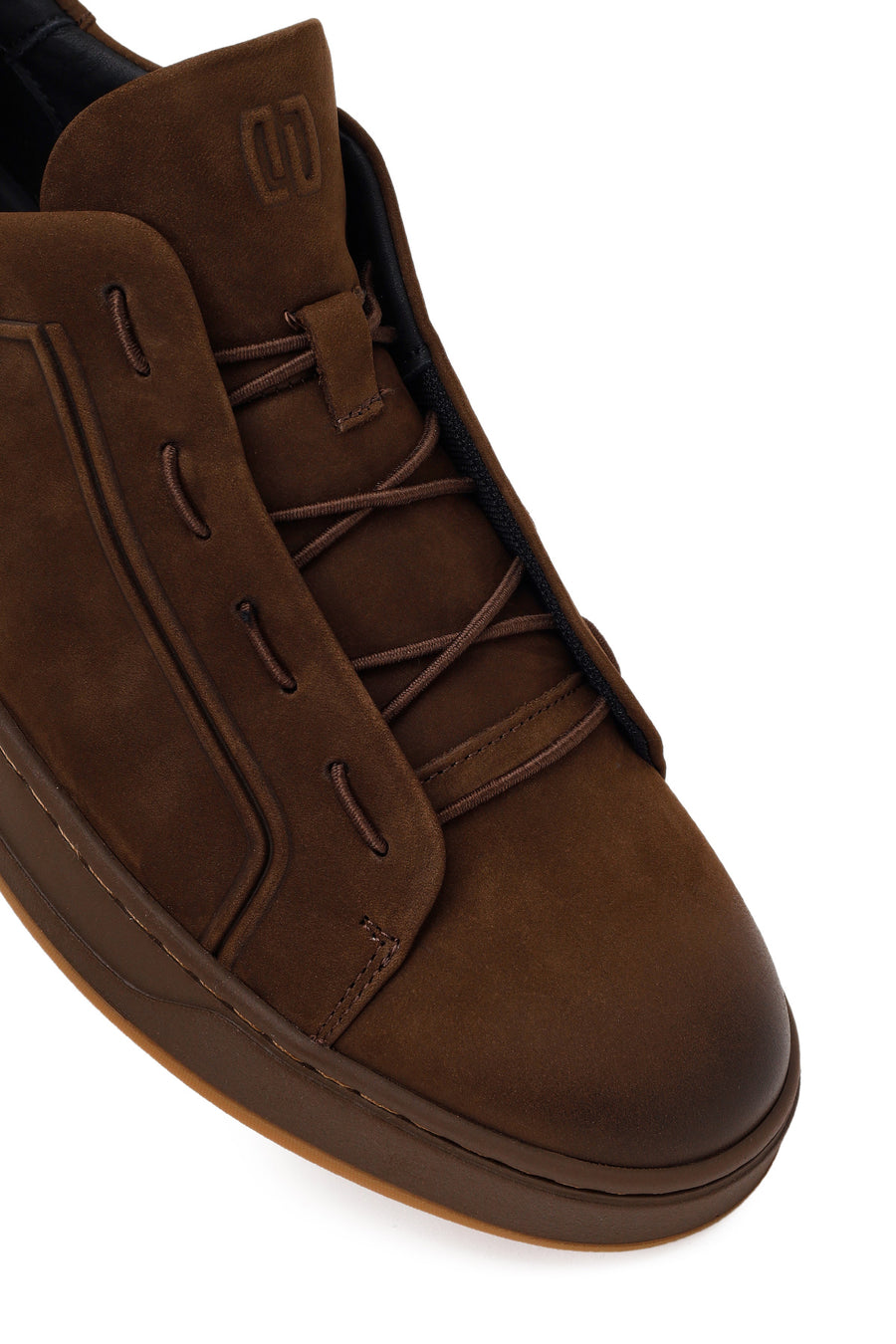 Male Brown Lace-Up Nubuck Leather Sneaker