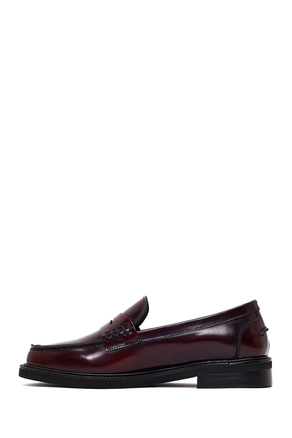 Kadın Bordo Deri Maskülen Loafer