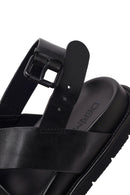 Men's Black Leather Sandals | Derimod